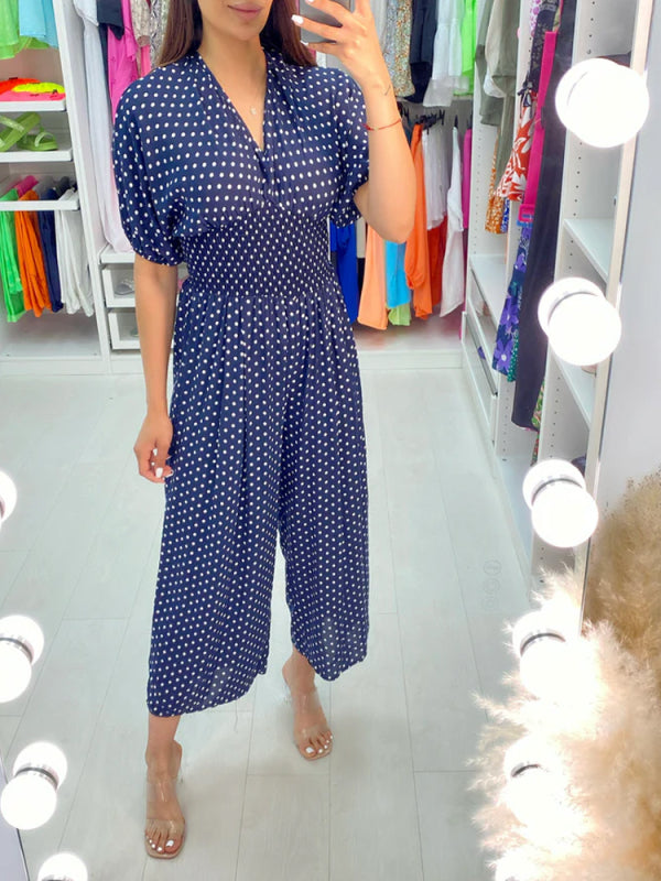 💖Jumpsuit mit elastischer Taille und Punktemuster
