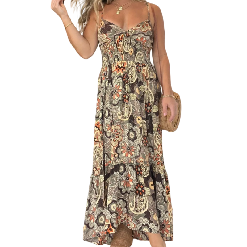 đZeitlich begrenztes Angebot: 50 % RABATTđSexy langes Kleid mit SpaghettitrĂ€gern und Blumenmuster fĂŒr Damen