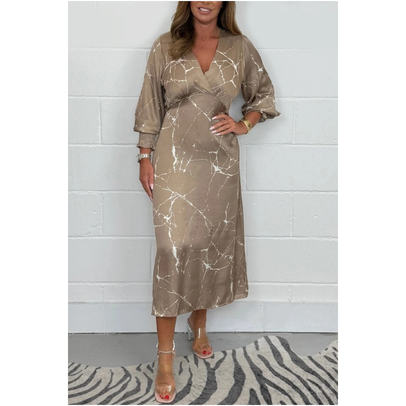 Langärmliges Midikleid mit V-Ausschnitt🥰🥰HEISSER VERKAUF – 50 % RABATT
