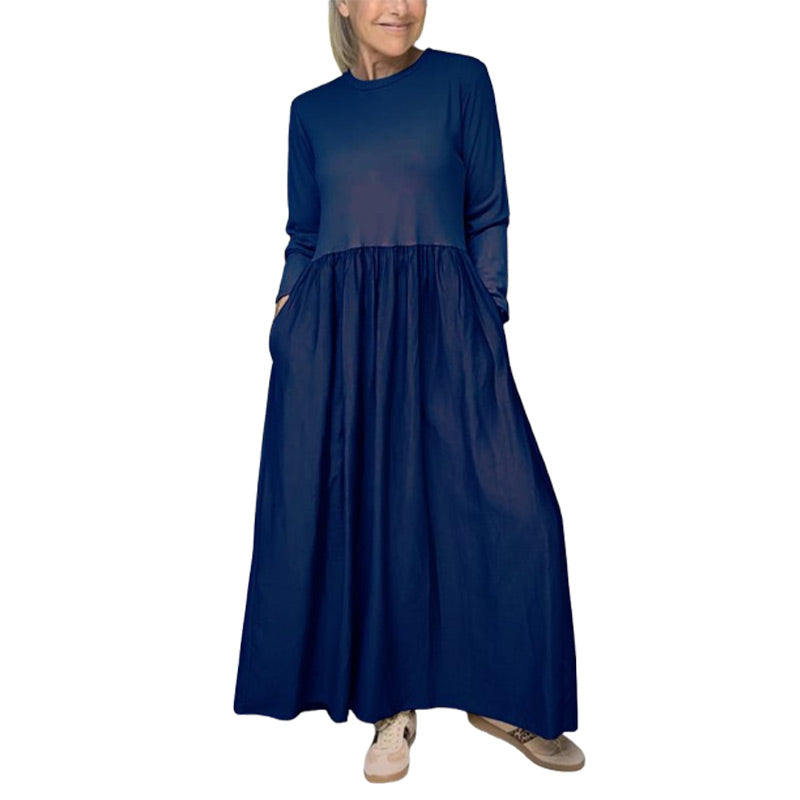 Fließendes Midi-Strickkleid mit langen Ärmeln