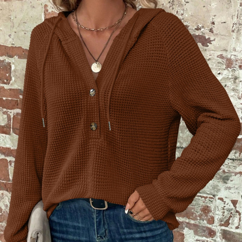 🔥HEISSER VERKAUF 50% - Trendy einfarbiges Langarm-Oberteil mit Kapuze für Damen