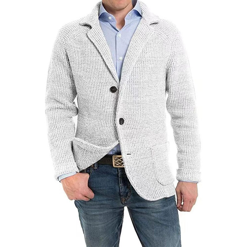 🎅💥Weihnachts-Sale - 49% Rabatt 🎅💥Langärmelige Strickjacke mit Revers für Herren mit schlichtem Revers