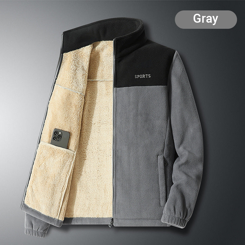 Warme Herrenjacke mit durchgehendem Reißverschluss