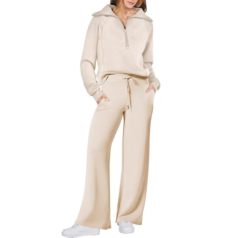 🌈 Lässig mit Reißverschluss und langen Ärmeln 💨Top &Hose Zweiteiliges Set