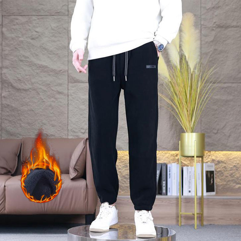 Herren Plüsch gefütterte Kordelzug Freizeithose👖