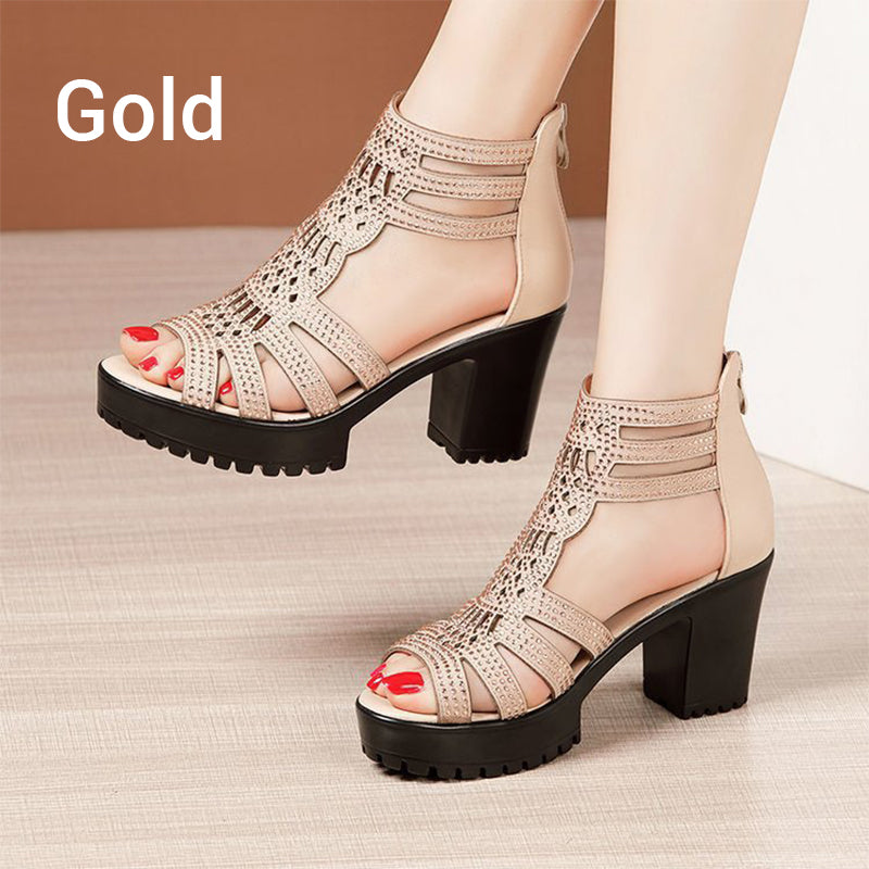 🌸Frühlingsangebote💐 Rutschfeste Peep-Toe-Sandalen mit dicker Sohle für Damen