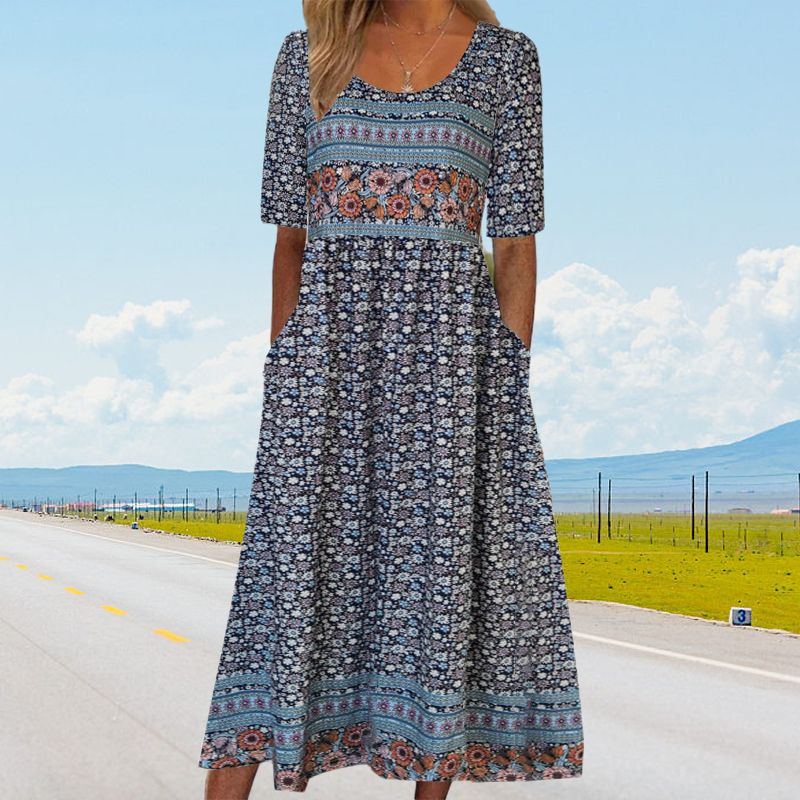 🔥49% OFF🌸✨ Elegantes Kleid mit böhmischem Muster für Frauen