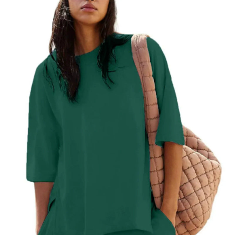 ✨Lässiges 2-teiliges Set aus geschlitztem Top und Shorts für Damen