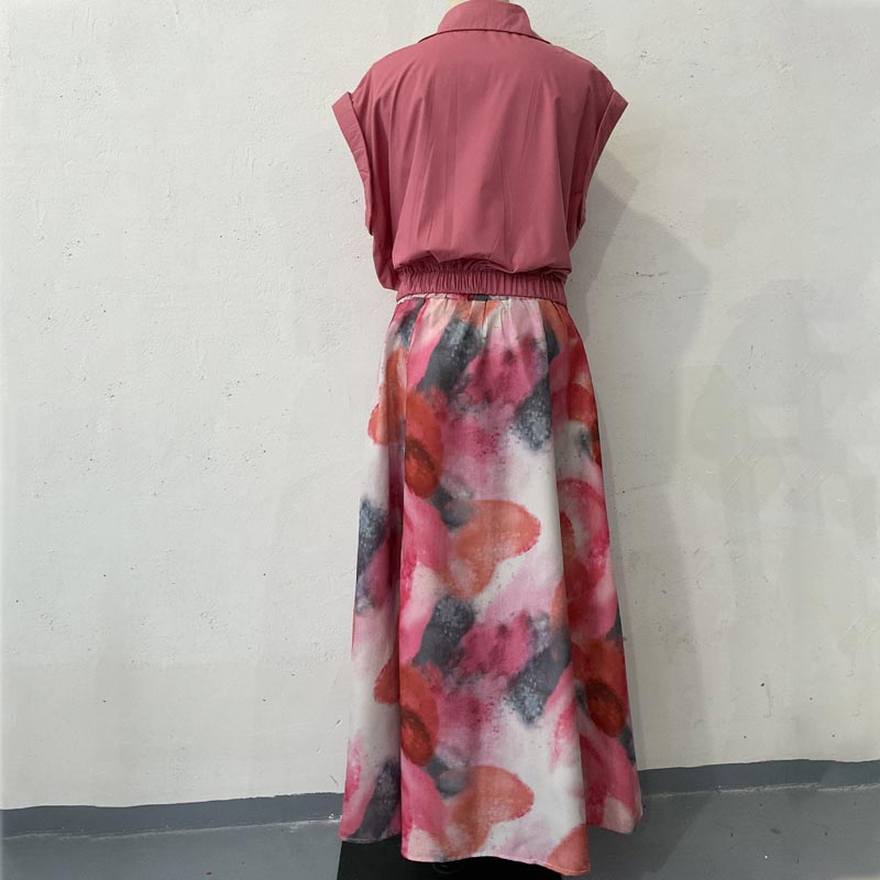 Elegantes, lässiges 2-teiliges Set aus Oberteil und Rock mit Revers und V-Ausschnitt für Damen