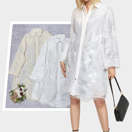 Bequemes besticktes Hemdblusenkleid für Damen