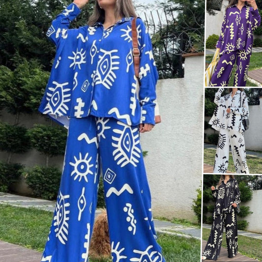 Modisches bedrucktes zweiteiliges Set für Damen