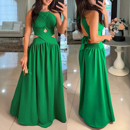 Sexy, taillierte, rückenfreie Neckholder-Kleider für Damen mit gekreuzten Trägern