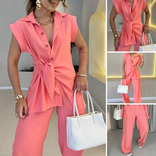 Elegantes Set aus tailliertem Oberteil und lässiger Hose