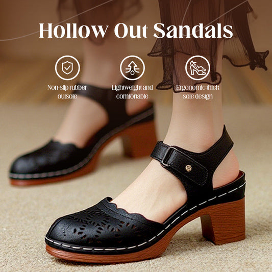 Elegante Sandalen mit runder Zehenpartie und ausgehöhlter Sohle für Damen