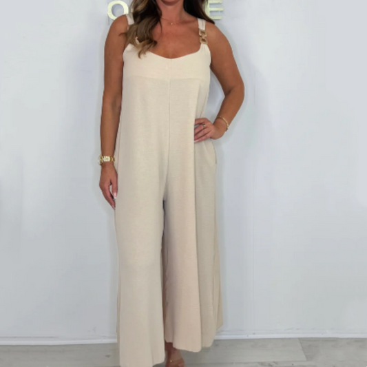 Bequemer und eleganter rückenfreier Jumpsuit in Volltonfarbe für Damen