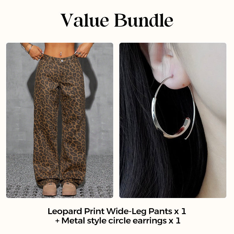 🐆 50% RABATT! Damen Jeans Hohe Taille & Weites Bein – Mit Auffälligem Leopardenmuster, Lockerer Passform & 5-Taschen-Design 👖✨