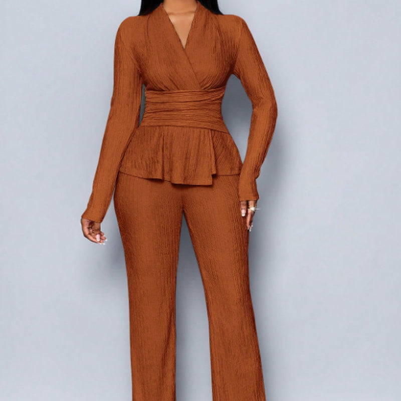 2-teiliges Set aus Peplum-Oberteil und Hose für Damen