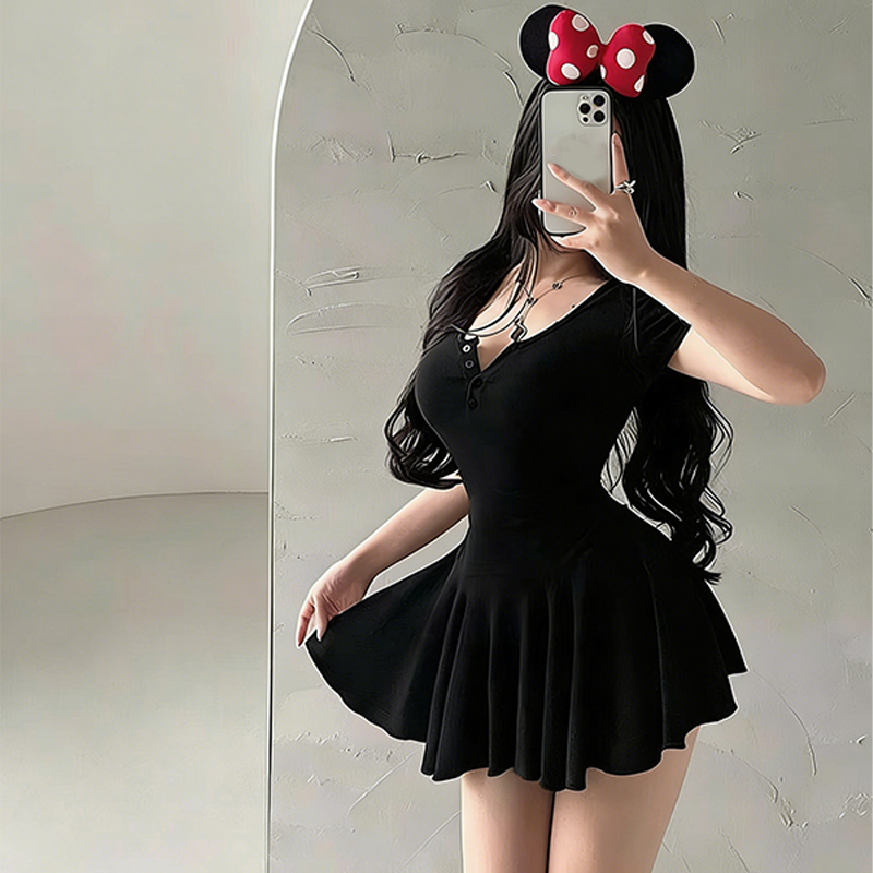 Kurzärmeliges A-Linien-Minikleid für Damen