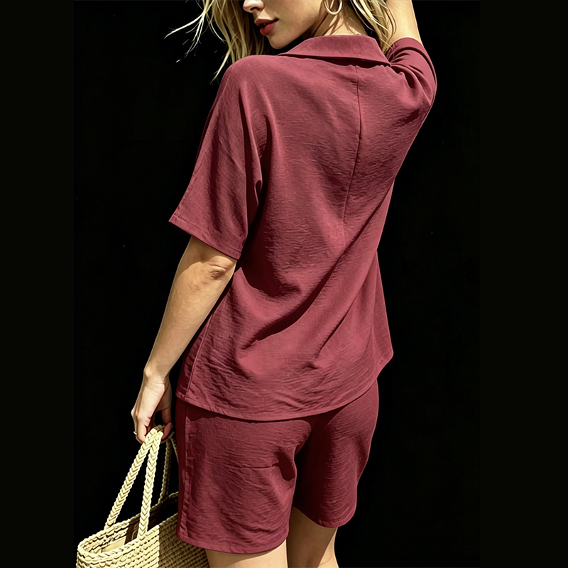 Damen V-Ausschnitt Oberteil & Shorts 2-teiliges Set