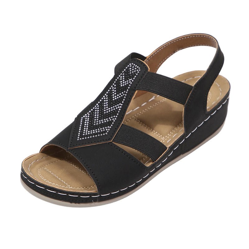 👡 Damen Keilabsatz-Sandalen mit Rhinestones – glamouröser Look, bequemer Plateauabsatz & perfekt für Strand, Party & Alltag