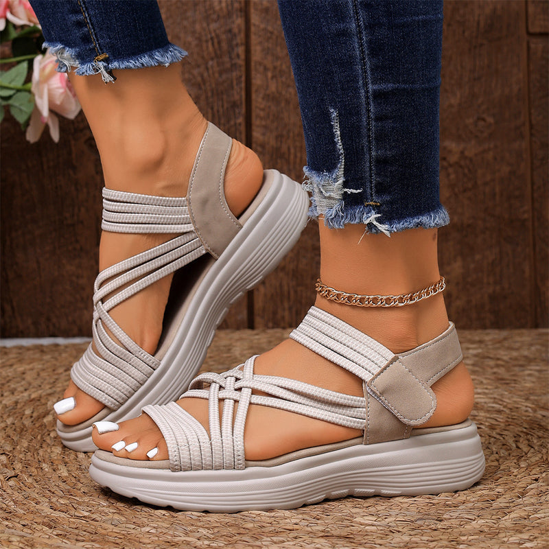 đ„ Nur heute 50 % Rabatt â Sportliche Plateau-Sandalen fĂŒr Damen mit elastischem RiemenđŁ Den ganzen Tag laufen, ohne dass die FĂŒĂe mĂŒde werden