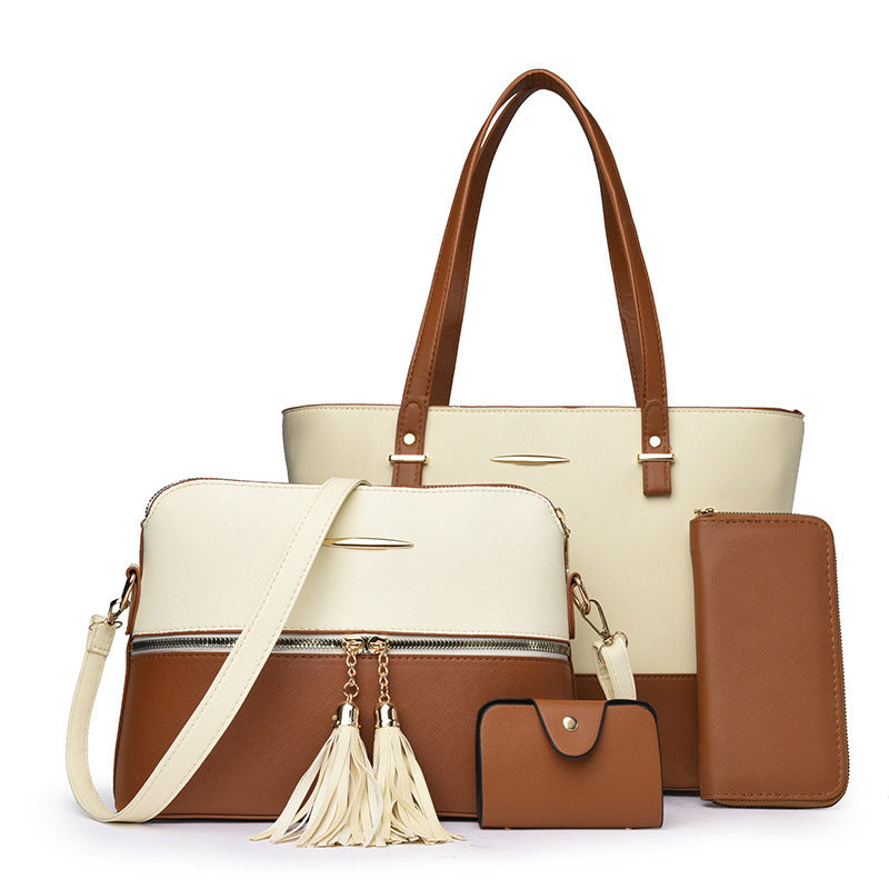 👜 4-in-1 Color-Block Tote Bag Set – das Handtaschen-Set, das jede Frau braucht – vielseitig, stylisch & perfekt für Alltag, Büro & Reisen
