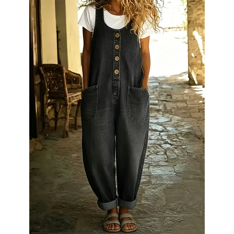 Ärmelloser Jumpsuit mit weitem Bein für Damen