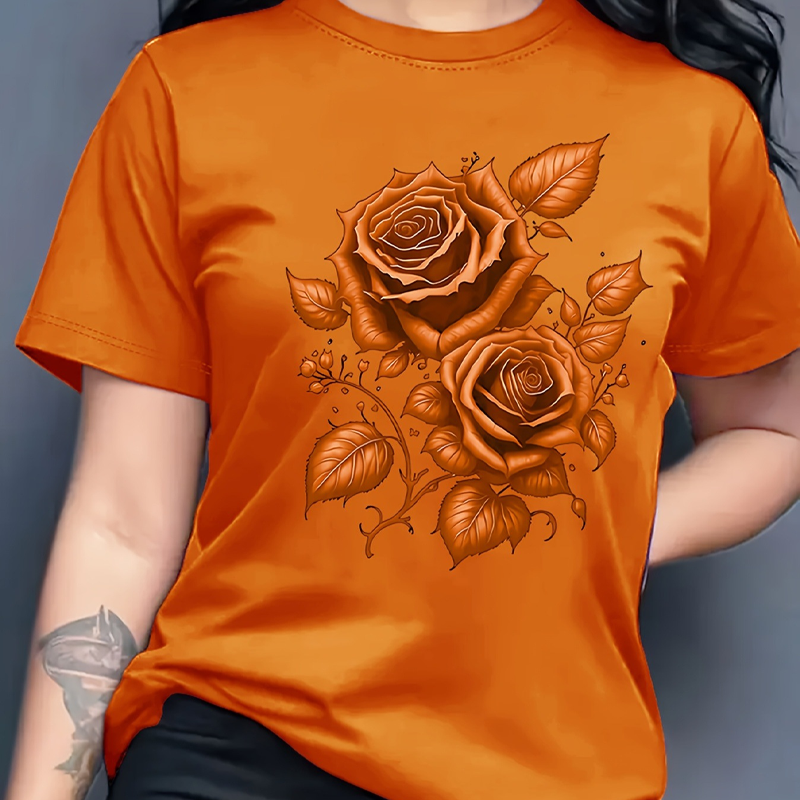 Elegantes Damen-T-Shirt mit Rosen-Print