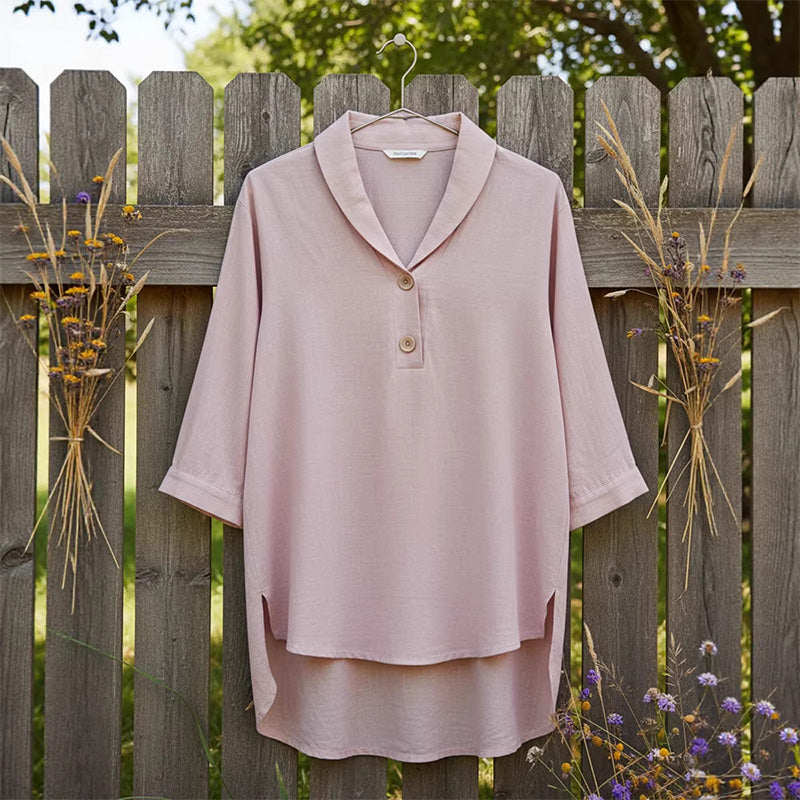 Damen Schalkragen-Knopfleistenbluse