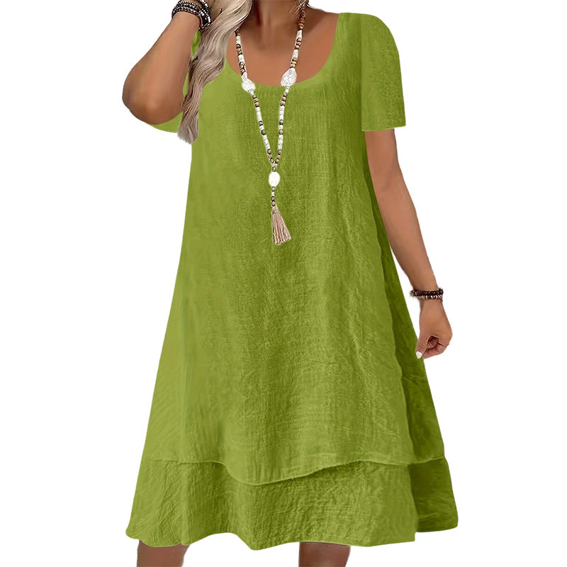 Damen lässiges locker sitzendes Kurzarmkleid