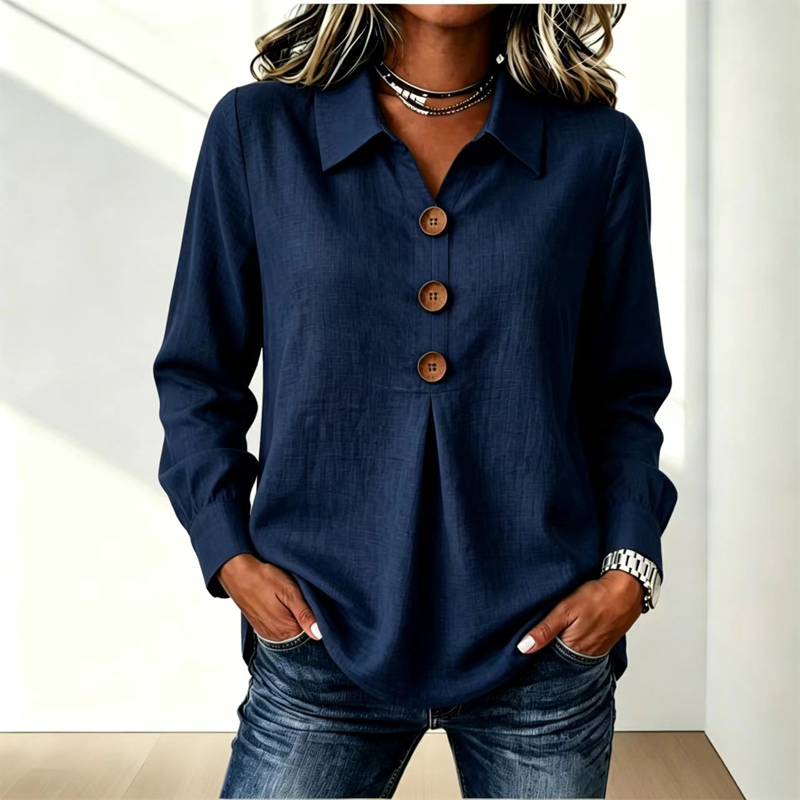 Women's Elegant Lapel Collar Button Top