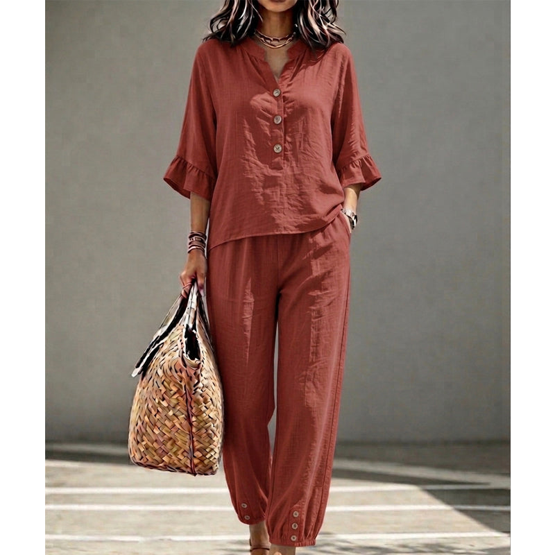 Damen lässiges zweiteiliges Set aus Oberteil und Hose