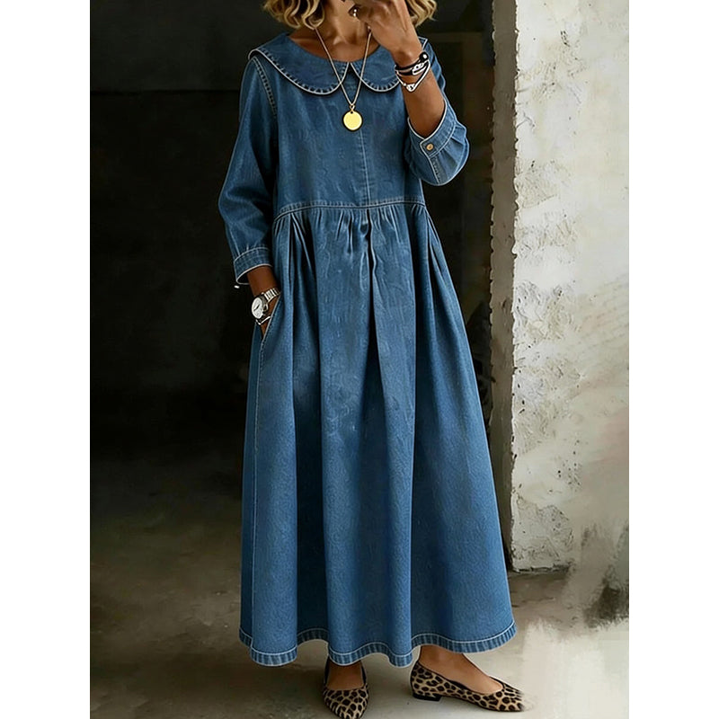 📢📢50%Rabatt!!!🎉⌛ Nur solange Vorrat reicht – danach regulärer Preis! Weites langärmliges Maxikleid für Damen mit Taschen