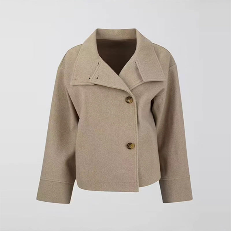 📢📢50%Rabatt!!!🎉✨Manteau court à col montant et simple boutonnage pour femme