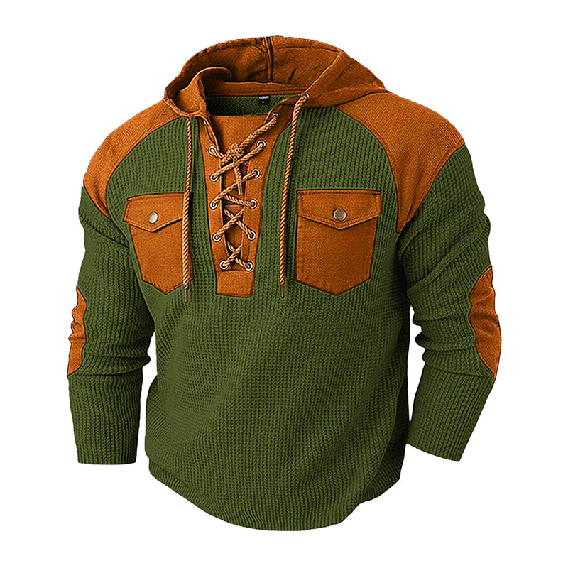📢📢50%Rabatt!!!🎉🏃♀️ Es wird im Akkord weggeschnappt – zögern Sie nicht! Legere Kapuzen-Sweatshirt aus Waffelstrick für Herren