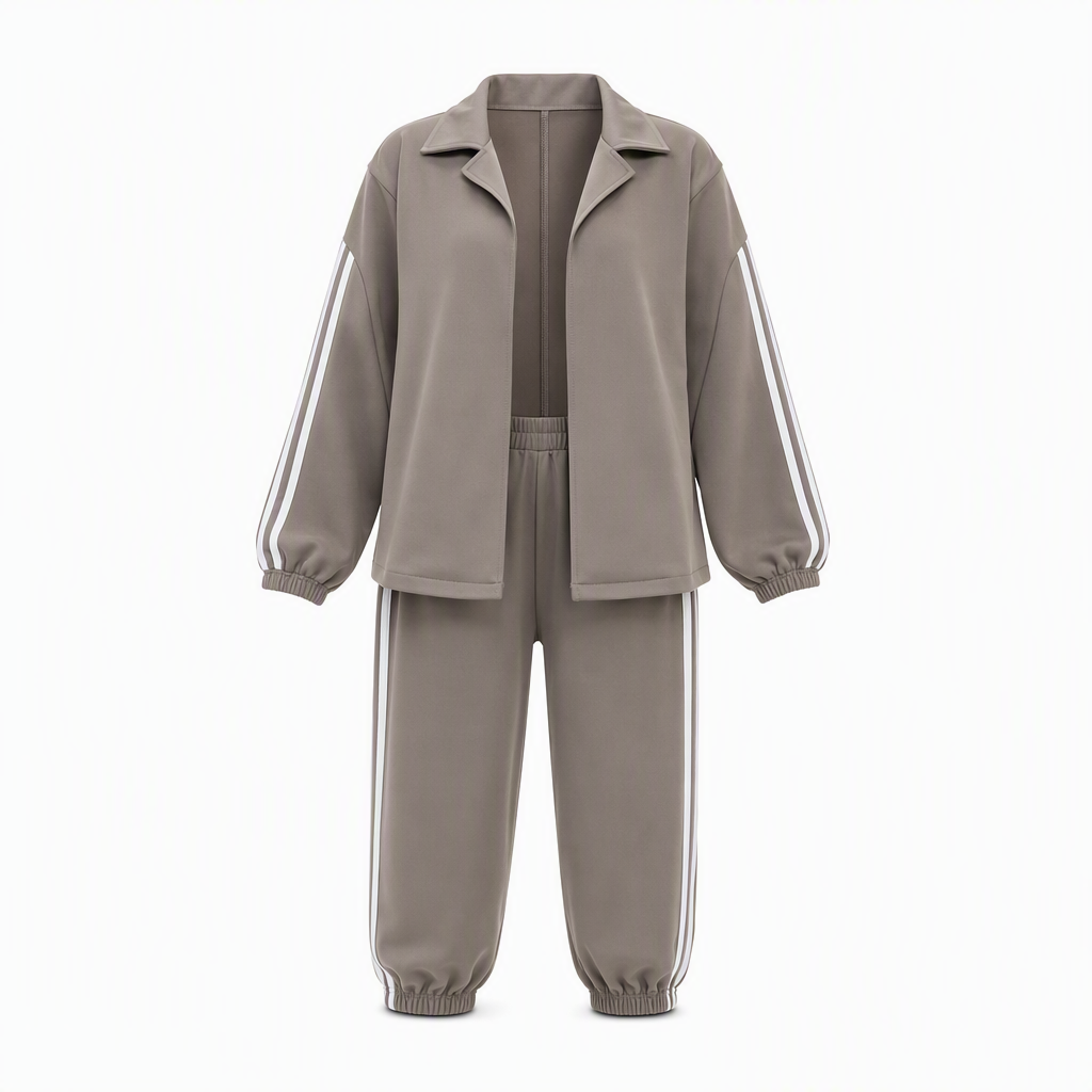 📢📢50%Rabatt!!!🎉✨Zweiteiliges lässiges Lounge-Set für Damen mit oversizedem Hemd mit Knopfleiste und Jogginghose mit Seitenstreifen