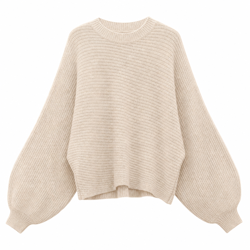 🔥Beliebtes Produkt !✨Lässiger Strickpullover mit Rundhalsausschnitt, lockerer Passform, Fledermaus-Langärmeln und einfarbigem Design