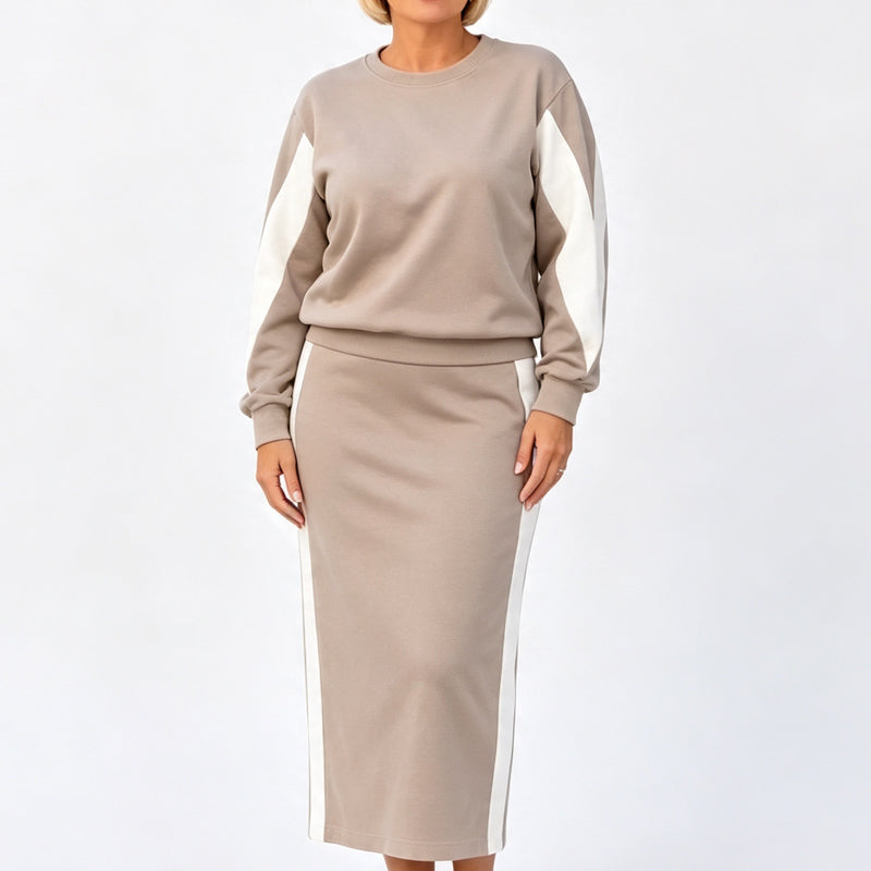 🙌 70% Wiederkaufquote – Qualität überzeugt! Zweiteiliges Strickset für Damen: Sweatshirt und Midirock