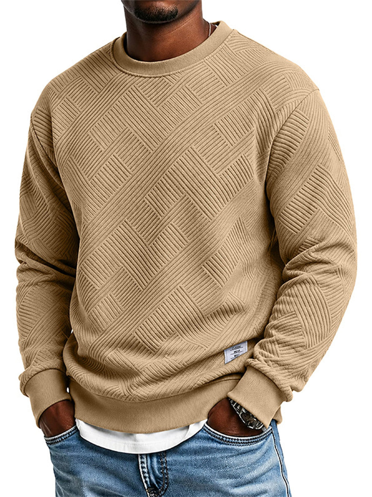 🏅 2000 Stück in 3 Tagen verkauft – schnell sein! Herren Langarm Jacquard Rundhals Sweatshirt Lockere Passform Verdickter Herbst Winter Oberteil Große Größen