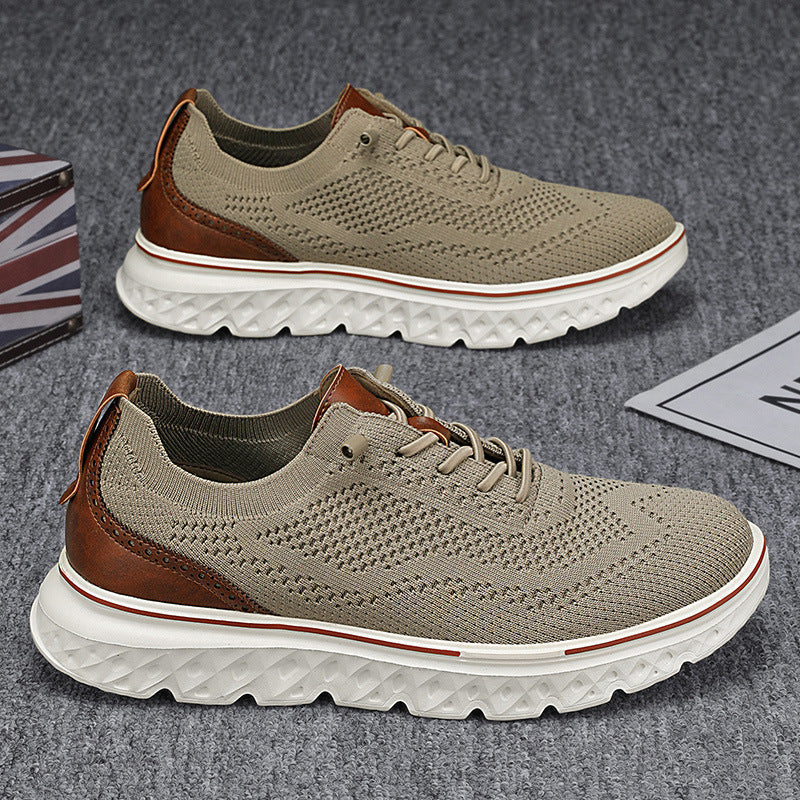 🚨 Eilmeldung: 50% endet heute Nacht! Atmungsaktive, leichte Strick-Sneaker für Herren mit Patchwork-Design