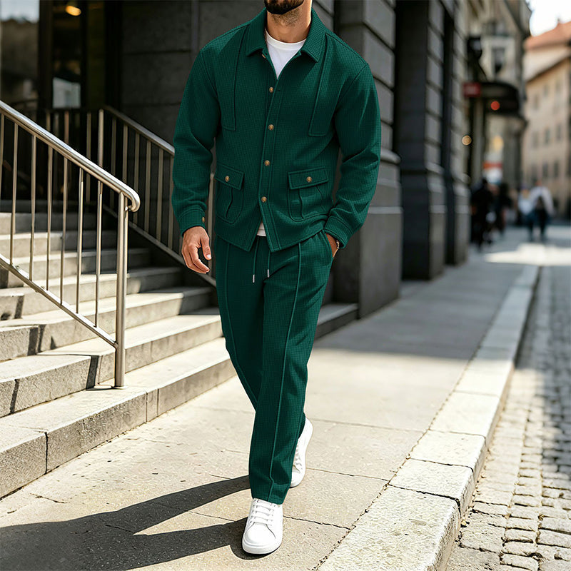 🔥Beliebtes Produkt !✨Herren-Set aus Waffelstrick-Cardigan-Jacke und Hose
