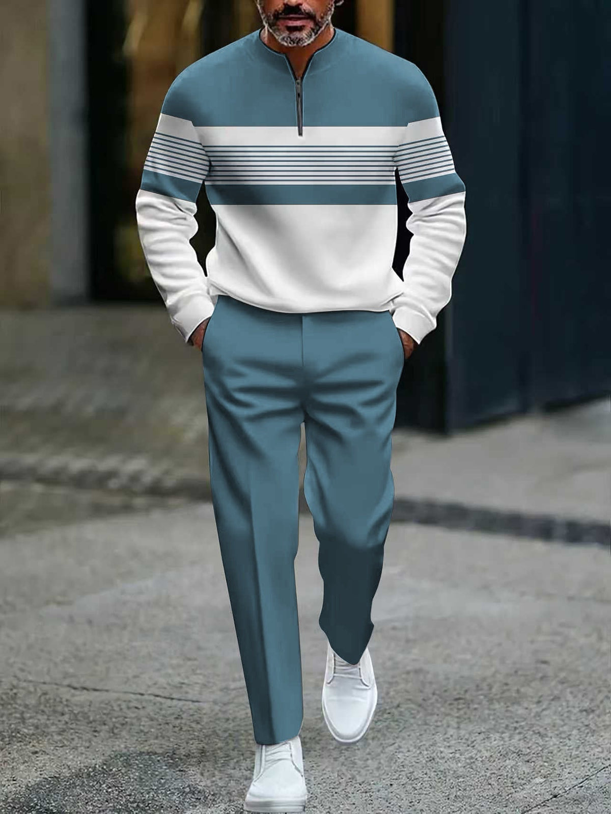 🔥NUR FÜR KURZE ZEIT 50% RABATT!⏰Herren-Set: Pullover mit grafischem Druck und Hose