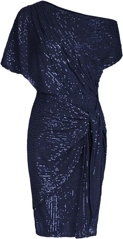 💃Letzter Tag des Schlussverkaufs – 50 % RABATT🎉Funkelndes Kleid mit Rüschen und einem Schulterteil