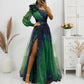 Damen modisches bedrucktes Kleid mit schräger Schulter aus Mesh