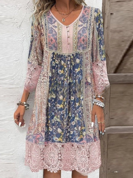 🔥🌷Sommer-Hot-Sale 49% Rabatt💃Bedrucktes Vintage-Spitzenkleid