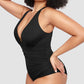Sexy Damen Badeanzug mit Raffung, tiefem V-Ausschnitt und Shaping-Effekt