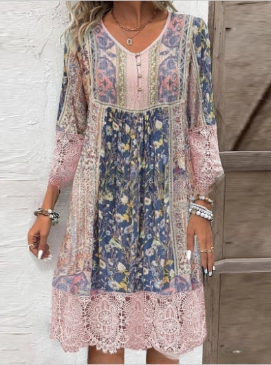 🔥🌷Sommer-Hot-Sale 49% Rabatt💃Bedrucktes Vintage-Spitzenkleid