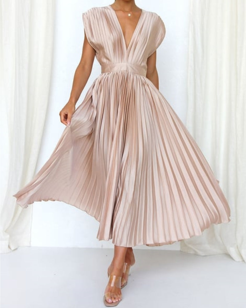 🔥 Zeitlich begrenzter 50% Rabatt💃 Drapiertes Faltenrockkleid mit V-Ausschnitt