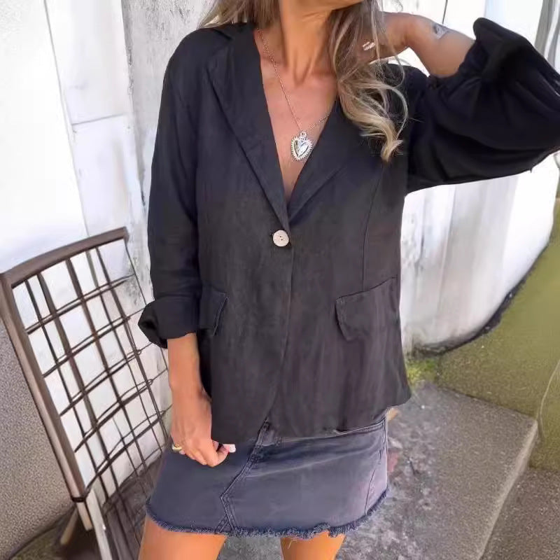 🔥HEISSER VERKAUF - 49%🔥 Leichter Sommerblazer aus Baumwolle und Leinen für Damen