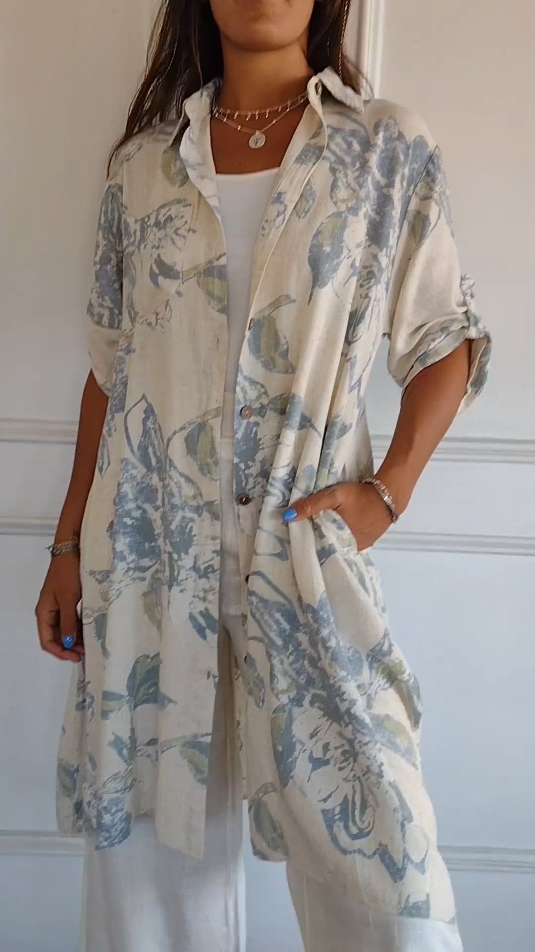 ✨Neue Produkte✨Einfaches bedrucktes Kleid aus Baumwolle und Leinen